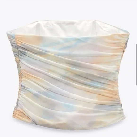 NWT ZARA STRAPLESS TULLE TOP SIZE S - Picture 4 of 4